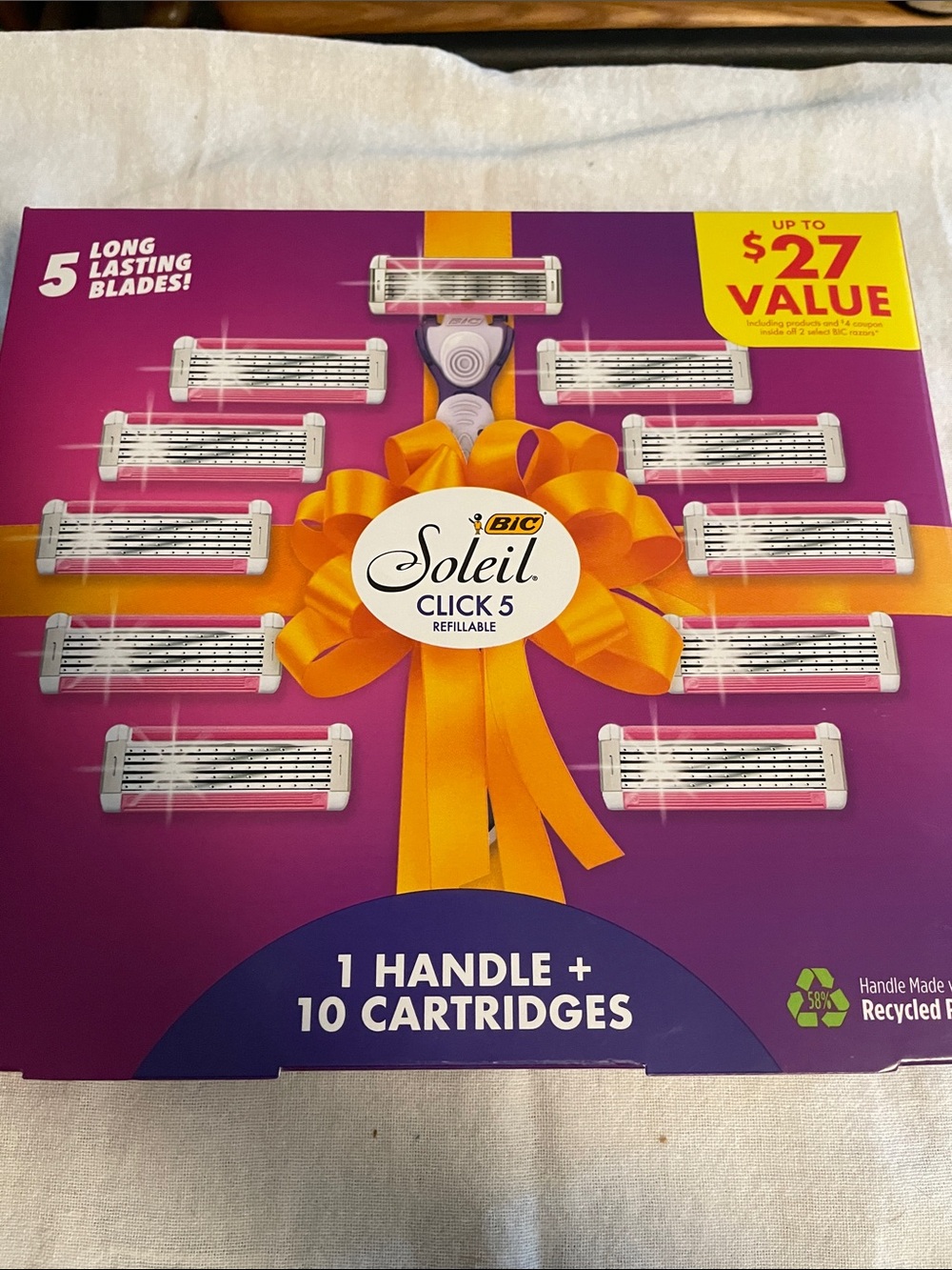 BIC Soleil Click 5 Refillable Razor Kit - Purple Handle with White Cartridges